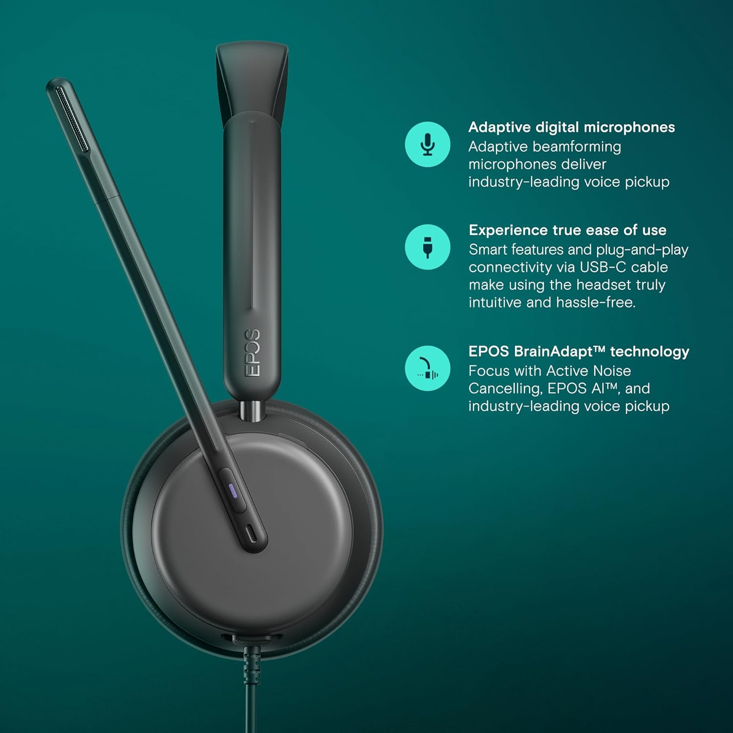 Epos Impact 860T Anc USB Wired Headset, Black Epos Impact 860T Anc USB Wired Headset, Black